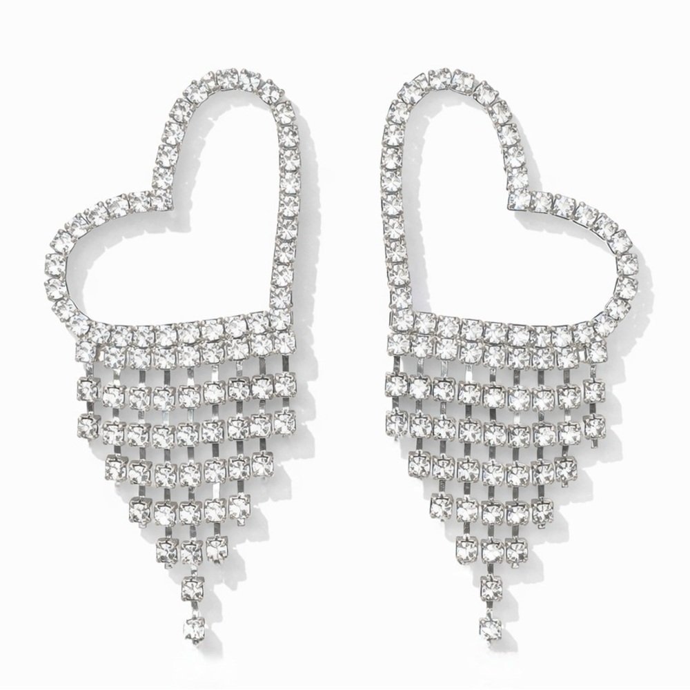 ⚜️ Chic Trendy Silver Heart Dangle Earrings